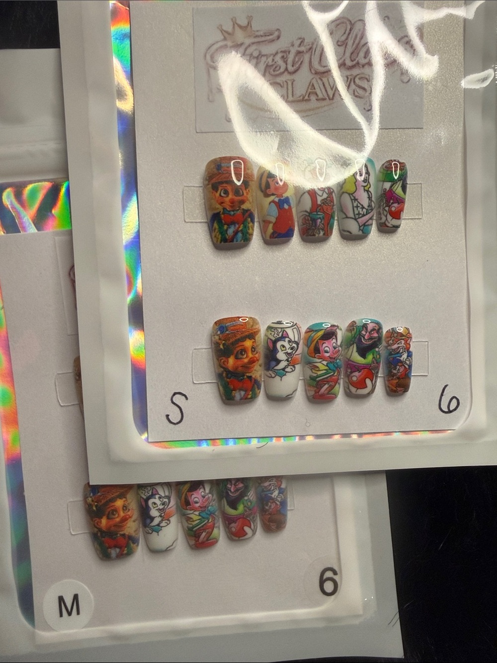 Colorful Pinocchio Cartoon Character Press-On Nail Set
